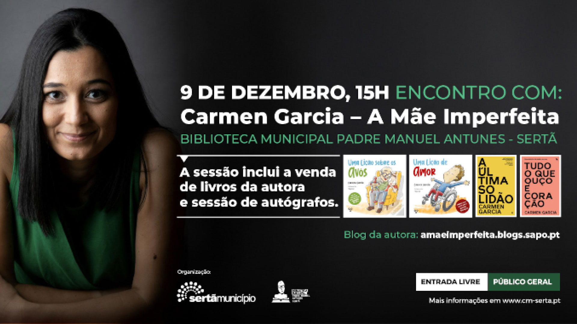 Carmen Garcia, “A Mãe Imperfeita”, na Sertã para encontro literário e autógrafos