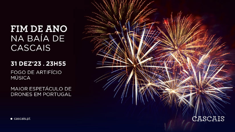 Réveillon em Cascais: Drones e fogo de artifício iluminam a baía